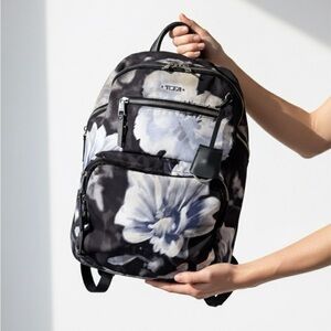 Tumi Black and White Floral Backpack